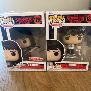 Two Stranger Things Funko Pop Figurines - Mike (NIB) and Eddie